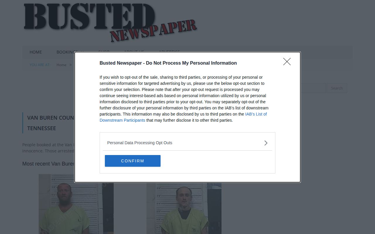 Unofficial Van Buren County arrest archive interface