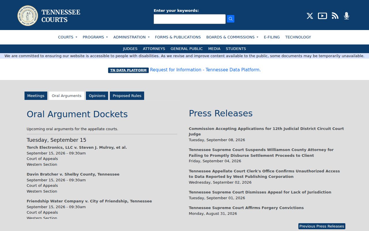 Tennessee Courts portal used after a Van Buren County arrest